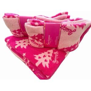 Juicy Couture White/Hot Pink Bath Towels 6 Piece Set. 100% Cotton. NWT.